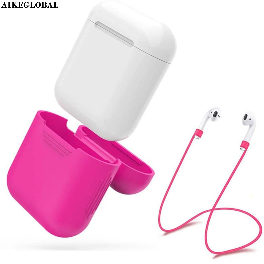 

AIKEGLOBAL Soft Silicone Protective Cover Case + Wire Anti Lost For Cellphones Earphones HOT Drop Shipping