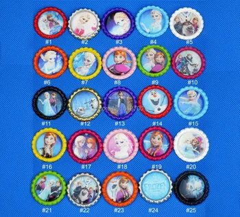 

1000 Sets Multi Colored Flattened Bottle Caps With Cartoon Epoxy Sticker For Crafts Pendants Jewelry Hair Bows 25 Design