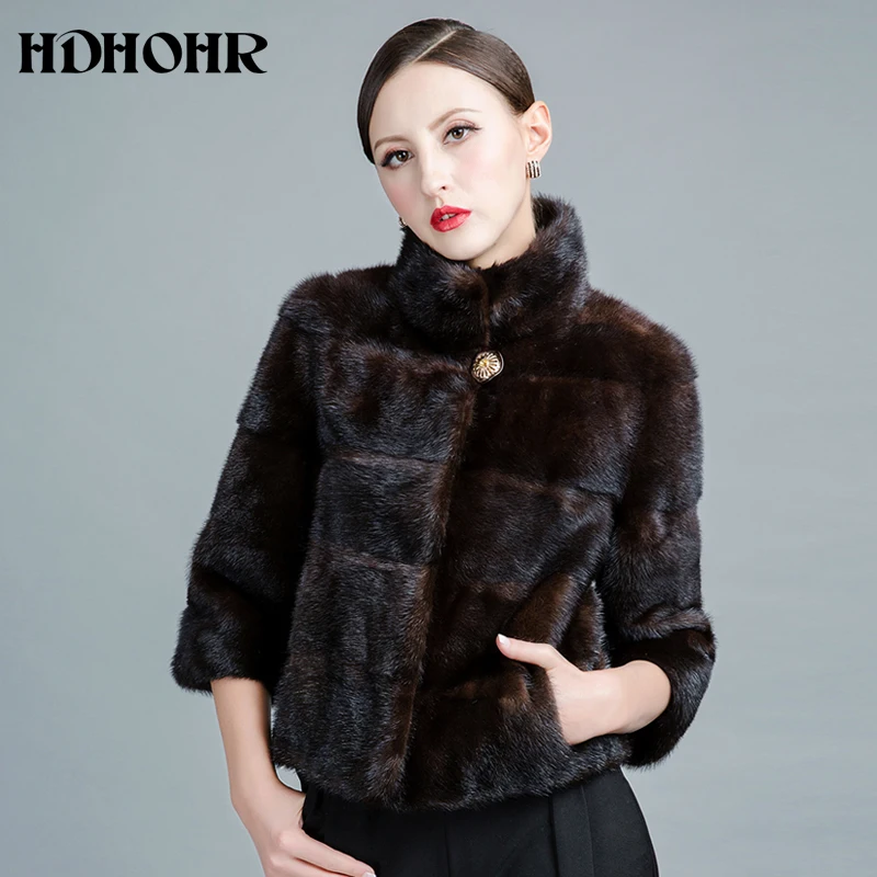 HDHOHR 2017 New Real Mink Fur Coats Of Women Genuine Good Quality Fur
