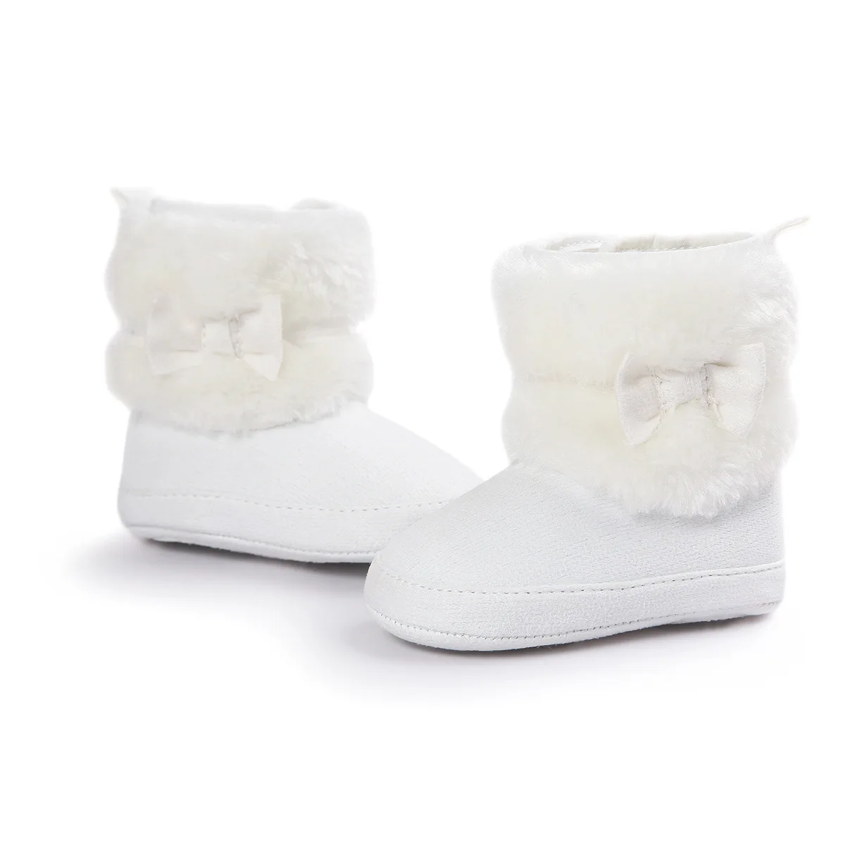 Модные зимние теплые ботинки для малышей с бантом-бабочкой на мягкой нескользящей подошве, обувь для маленьких девочек