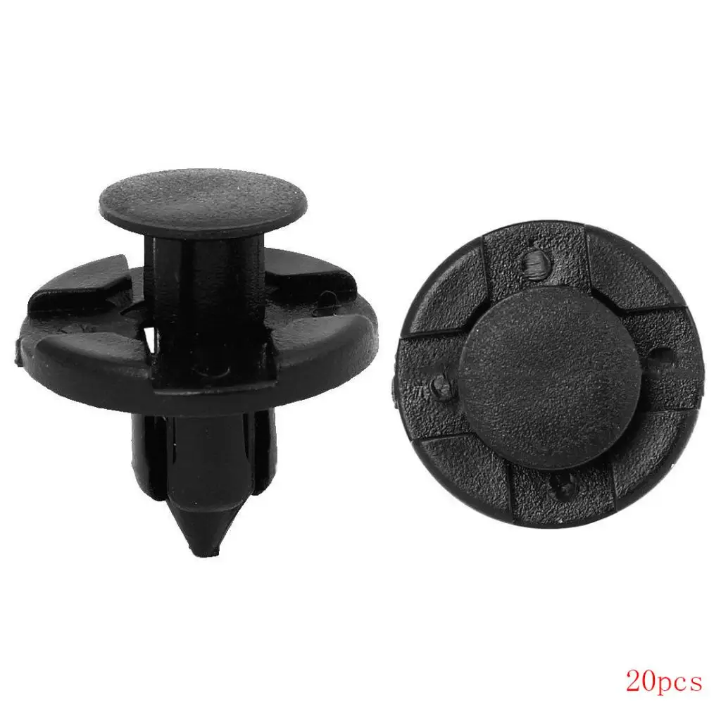 20pcs Black New Nylon 8mm Hole Rivet Fastener Bumper Mud Flaps Push Clips for   Car