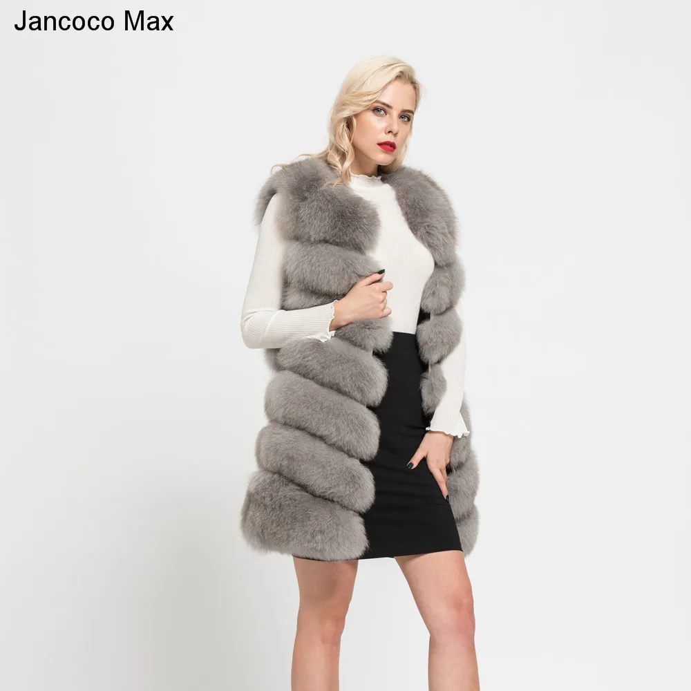 Jancoco Max, новинка, натуральный Лисий мех, жилет, высокое качество, женский жилет, зимнее пальто, 7 рядов, толстый теплый жилет S7161