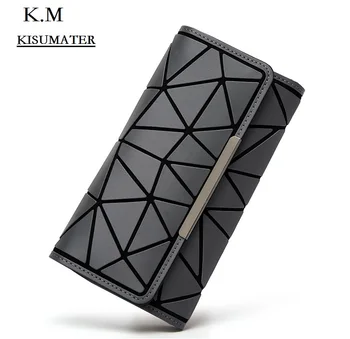 

2019 New Fashion Geometry wallet women's long clutch Purse long wallet luminous bag Mini Matte Wallet Free Shipping