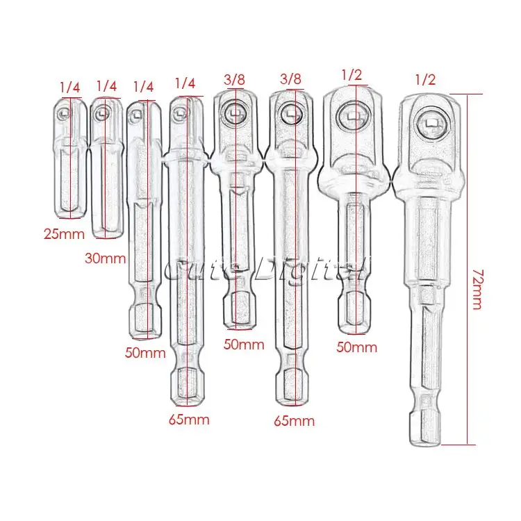8 шт. набор гнезд-адаптеров, гайка, драйвер, сверла, торцевое долото, шестигранный адаптер, набор удлинителей, торцевой ключ, адаптер 1/" 3/8" 1/2"