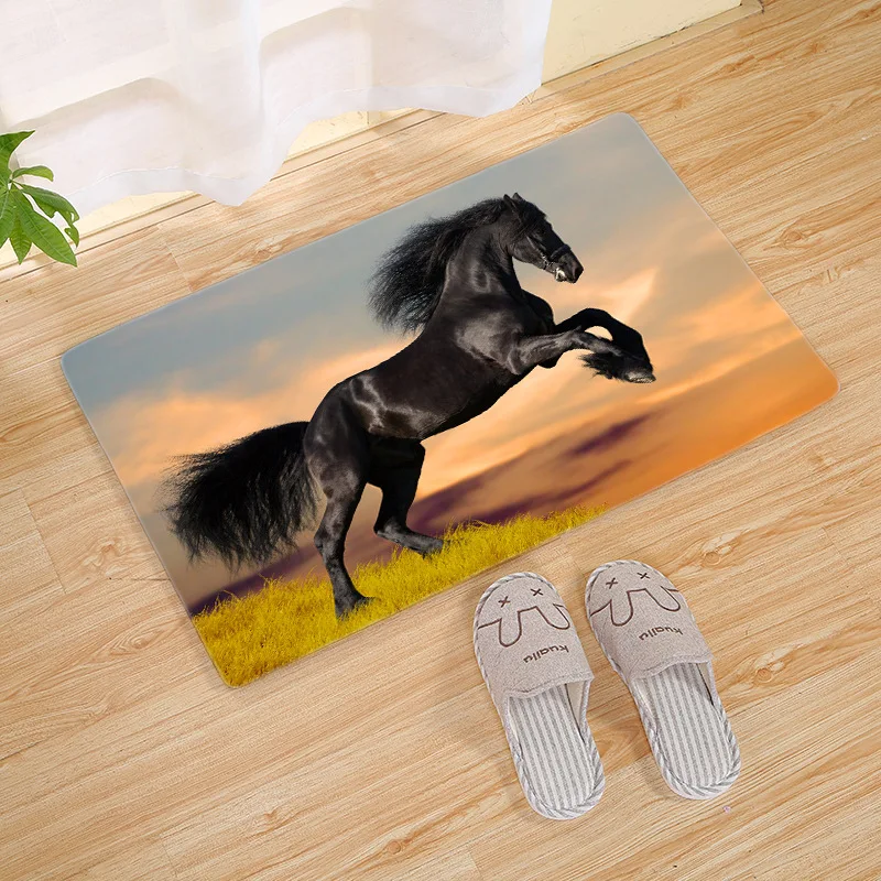 

Horse 3D Printed Door Mat Anti-Slip Floor Area Rug Fashion Simple Bathroom Kitchen Carpet Water Absorption Entrance Living Room