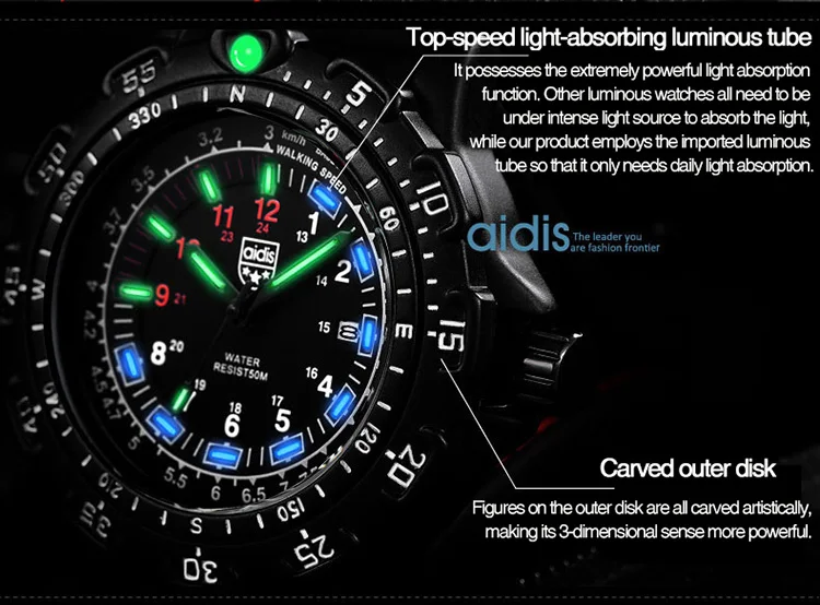 Addies, мужские военные часы, Лидирующий бренд, модные, повседневные, спортивные, водонепроницаемые, на открытом воздухе, силиконовые, кварцевые часы, мужские часы, наручные часы