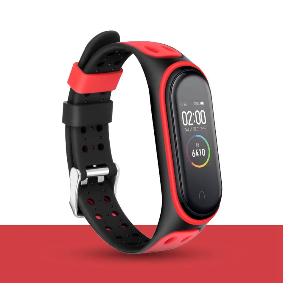 Clear mi Band 4 3 ремешок на запястье для Xiaomi mi Band 3 4 Браслет Силиконовый mi band 3 4 NFC аксессуары Smart mi Band 4 Correa - Цвет: Style1 black Red