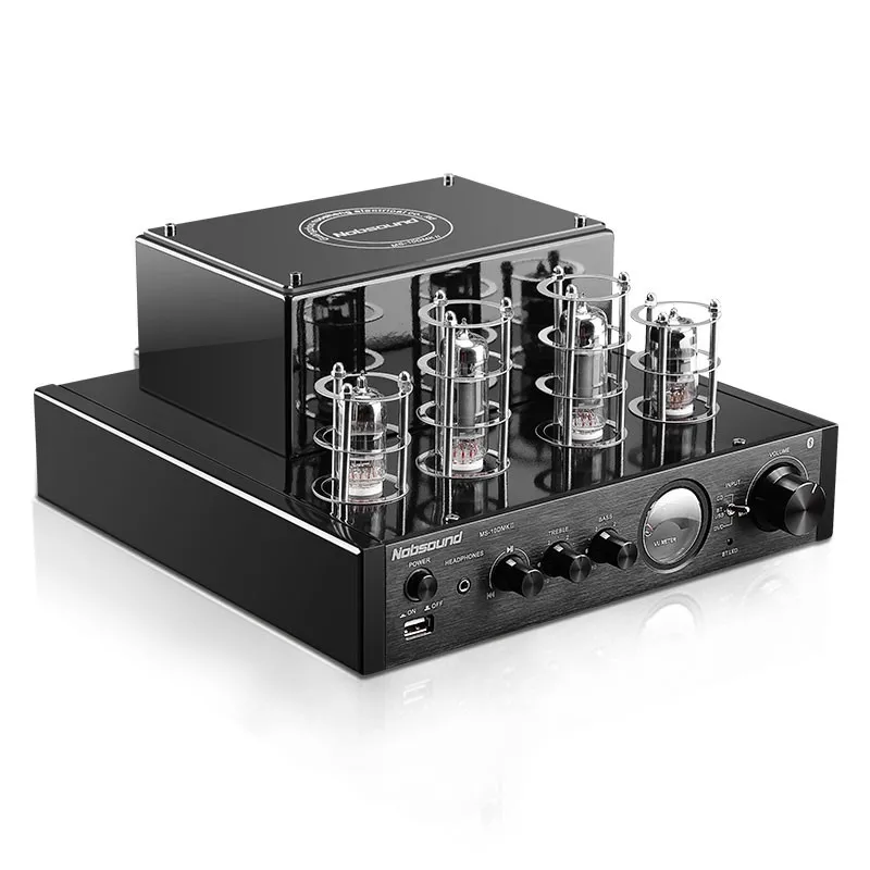 Черный/Серебряный Nobsound MS-10D MKII Hifi 2,0 ламповый усилитель с USB/Bluetooth входом/Топ усилитель аудио усилитель 25 Вт* 2