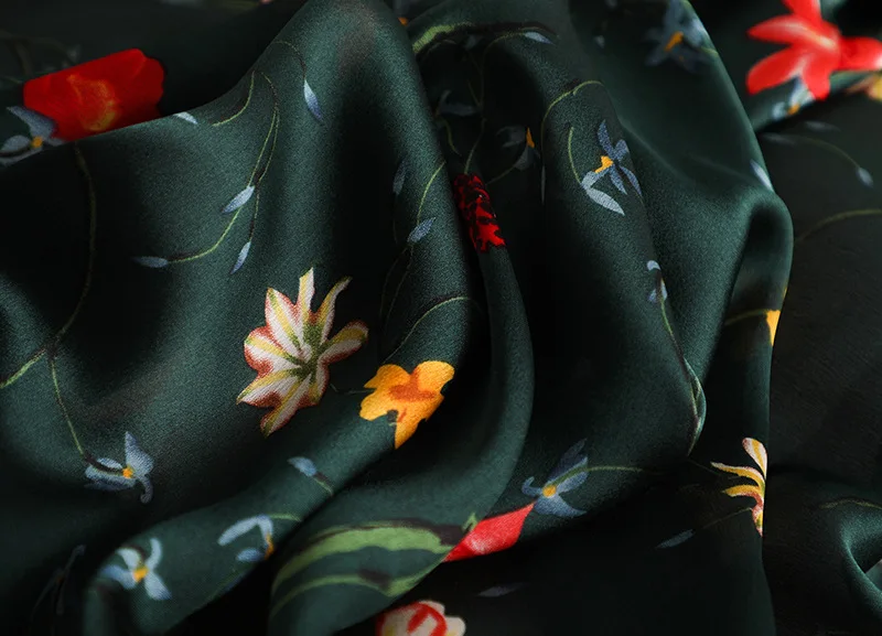 Новые Мягкие натуральный шелковый шарф Для женщин Испания Элитный бренд маленький горошек шаль с цветочным принтом с отложным воротником с длинными бандана Bufanda платки хиджаб