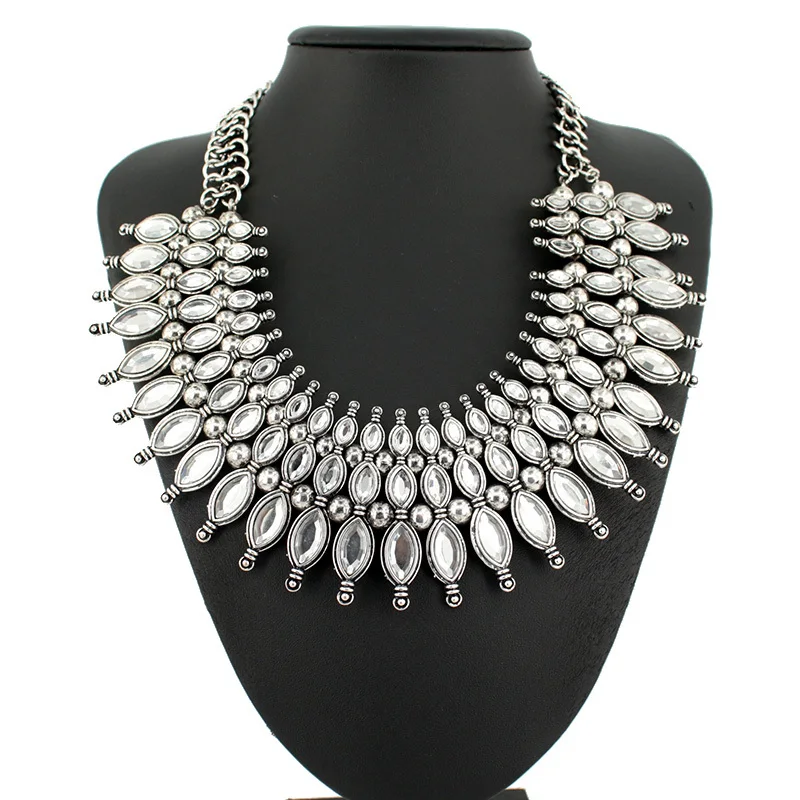 

New acrylic collar fashion silver/gold color statement necklaces & pendants short chain choker for women jewelry