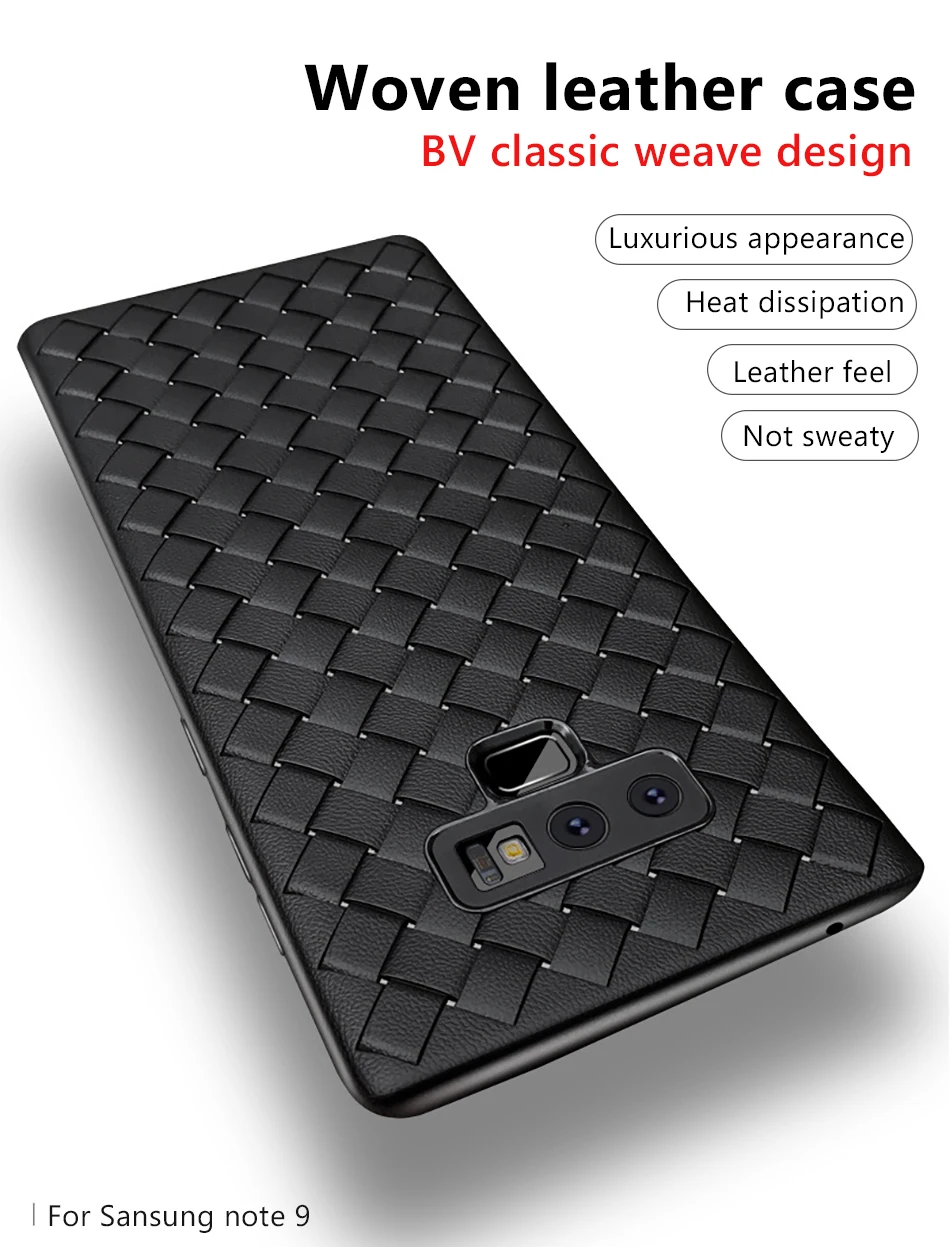 !ACCEZZ Business Luxury Grid Weaving Phone Case 6.4 inch For Samsung Galaxy Note 9 Cases Cover Soft Protective Shell Capa Coque (1)