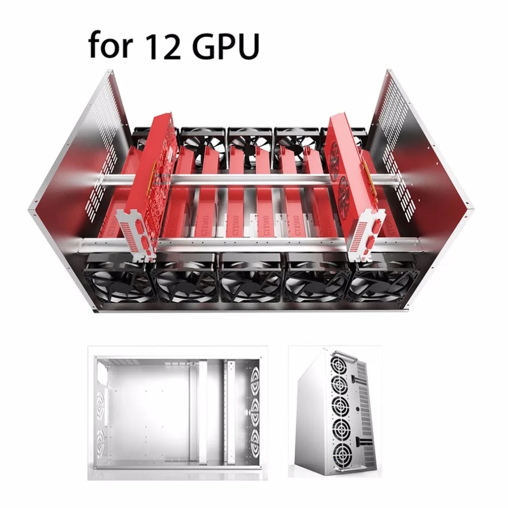Crypto Coin Open Air Mining Frame Rig Graphics Case ATX Fit 12 GPU Ethereum ETH ETC ZEC XMR Magnalium Alloy 12cm Fans Crypto Coin Open Air Mining Frame Rig Graphics Case ATX Fit 12 GPU Ethereum ETH ETC ZEC XMR Magnalium Alloy 12cm Fans