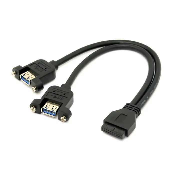 Cable Length: 30cm, Color: Black Cables Black /& Blue USB3.0 USB 3.0 Dual Ports Female Screw Mount Type to Motherboard 20pin Header Cable 20cm 30cm 0.2m 0.3m