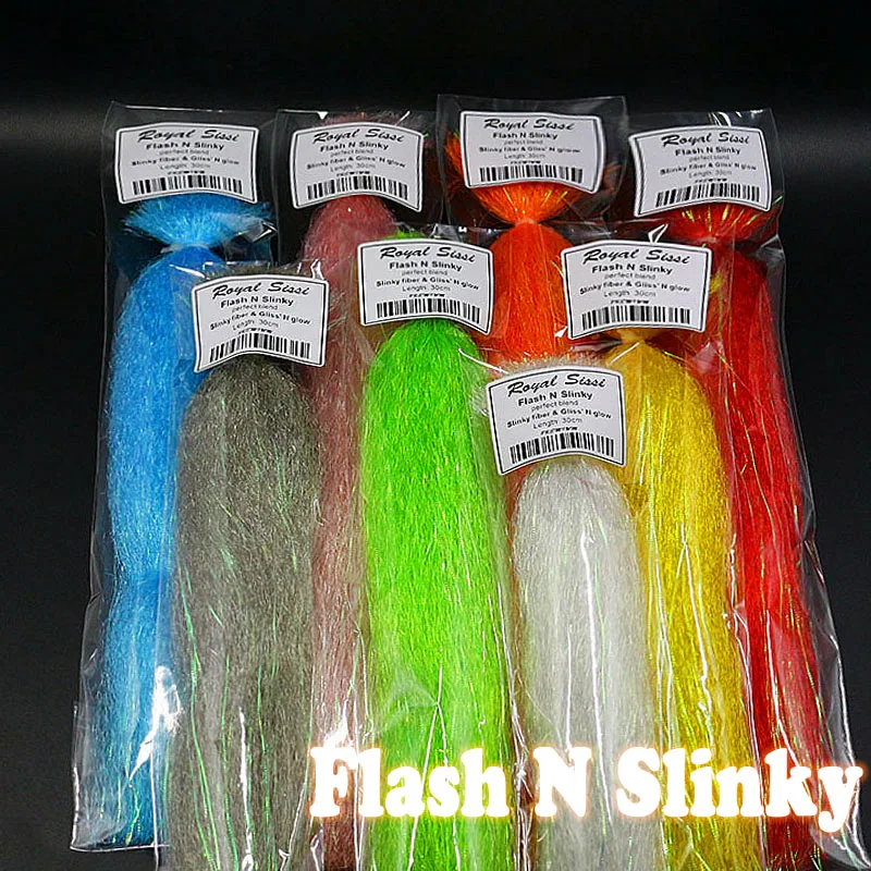 Королевский Сисси 8 цветов Flash N обтягивающее волокно длинные мерцающие синтетические волосы пушистые волокна морской стример baitfish материалы для завязывания мушек