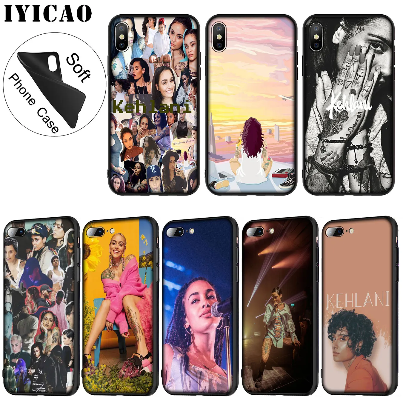 

IYICAO Kehlani Soft Silicone Phone Case for iPhone XR X XS 11 Pro Max 6 6S 7 8 Plus 5 5S SE TPU Black Cover