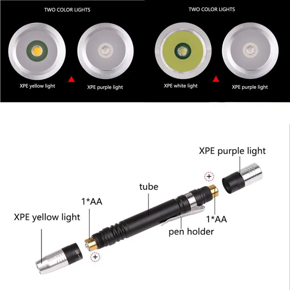 Медицинский светильник-ручка, алюминиевый мини-светильник-вспышка, белый светильник, блики, светодиодный светильник-вспышка с третьей передачей, 2* AAA батареи