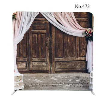 

No.473 wooden barn doors with fabric pillow case backdrop with stand for wedding photo booth
