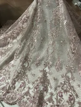 

Sequins Mesh French Lace Embroidery Fabric African tulle Lace Fabric High Quality PWD1852020 with sequins