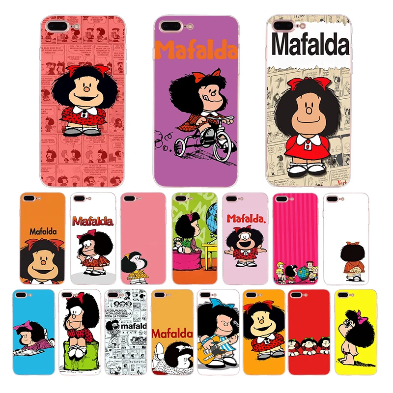 

Cartoon Mafalda Silicone fitted Case For iphone cover x xr xs max Coque 7 6s 6 8 plus 5 5s se phone shell lovely Girl Pattern