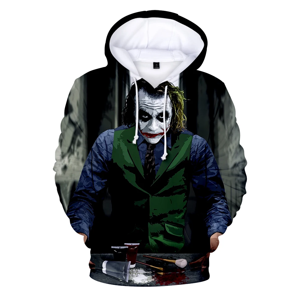 

2018 New Joker Joker 3D Print Hooded Sweatshirt Hero Anime Neutral Unisex Hoodies Sweatshirt popular Hoodies Clothing