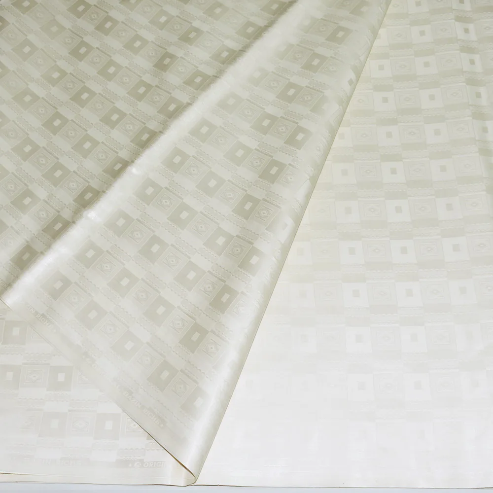 

African Style Milk White African Bazin Riche Getzner Fabric Guinea Brocade Damask Shadda Lace Fabrics for Men Cloth in 5 Yards