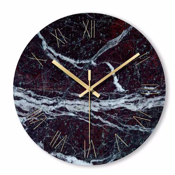 

1PC Round Wall Clock Simple Decorative Creative Nordic Modern Marble Clock Wall Clock for Living Room Kitchen Office Bedroom