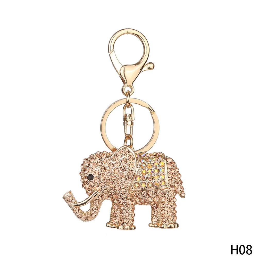 

New Cute Puppy Dachshund Elephant Keychain Alloy Rhinestone Keychain Key Holder For Lady Girls Bag Pendant