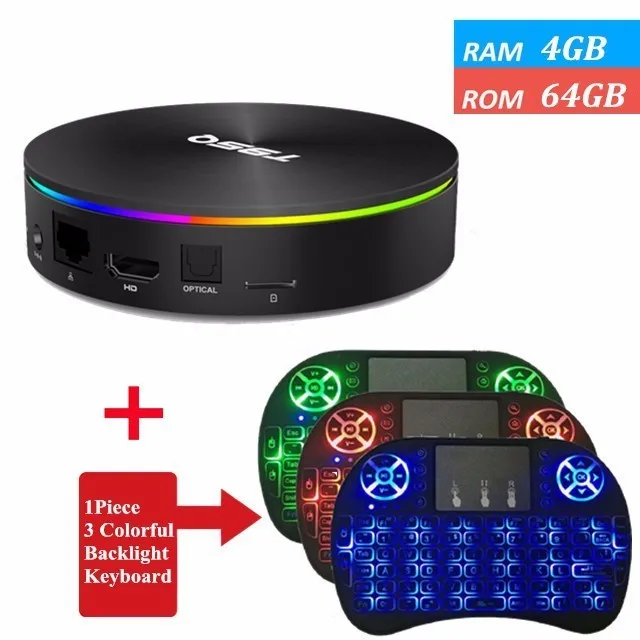 T95Q 4 Гб 64 ГБ Android 9,0 Amlogic S905X2 Четырехъядерный 4G 32G tv Box 2,4 GHz& 5GHz Dual wifi BT4.1 100M LAN H.265 4K телеприставка - Цвет: 64G I8 Backlit