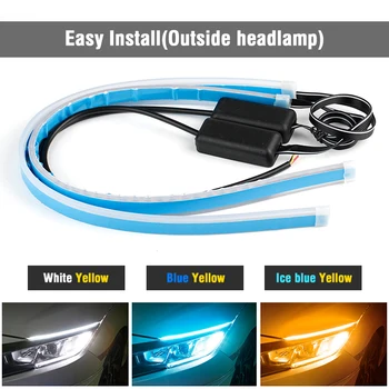 

OKEEN 2pcs 30cm 45cm 60cm DRL Flexible LED Tube Style Turn Signal Brake Lamps Daytime Running Lights Tear Strip Car Headlight
