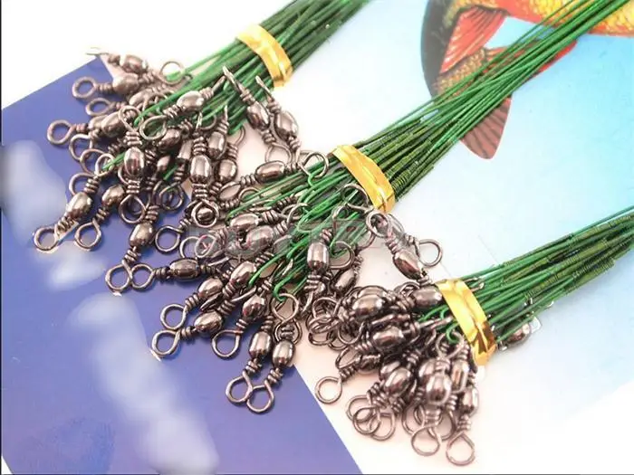 72 pcs Anti-bite Fishing Lead Line Rope Wire Fishing Tackle Lures Line Green Fishing Lures 15cm 23cm 30cm