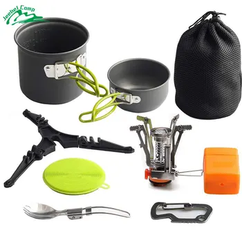

Jeebel Camping Cookware Set Ultralight Non-stick Cooking Kit Cooking Pot Outdoor Hiking Picnic Backpacking, Insulating Handled