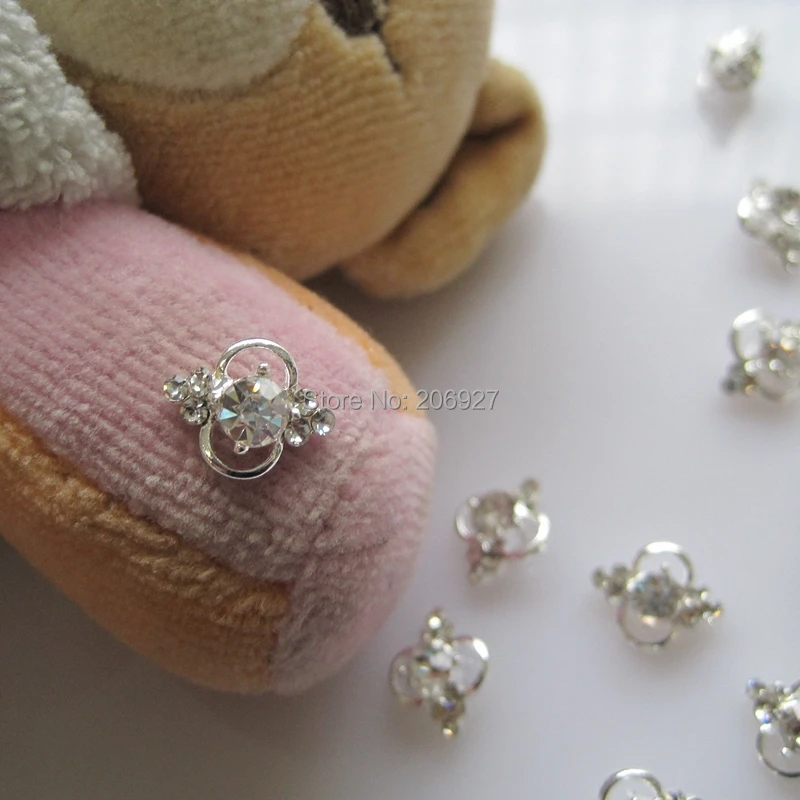 

MD-596 10pcs Fancy Rhinestone Silver Deco Metal Charms Metal Deco Charms Nail Art