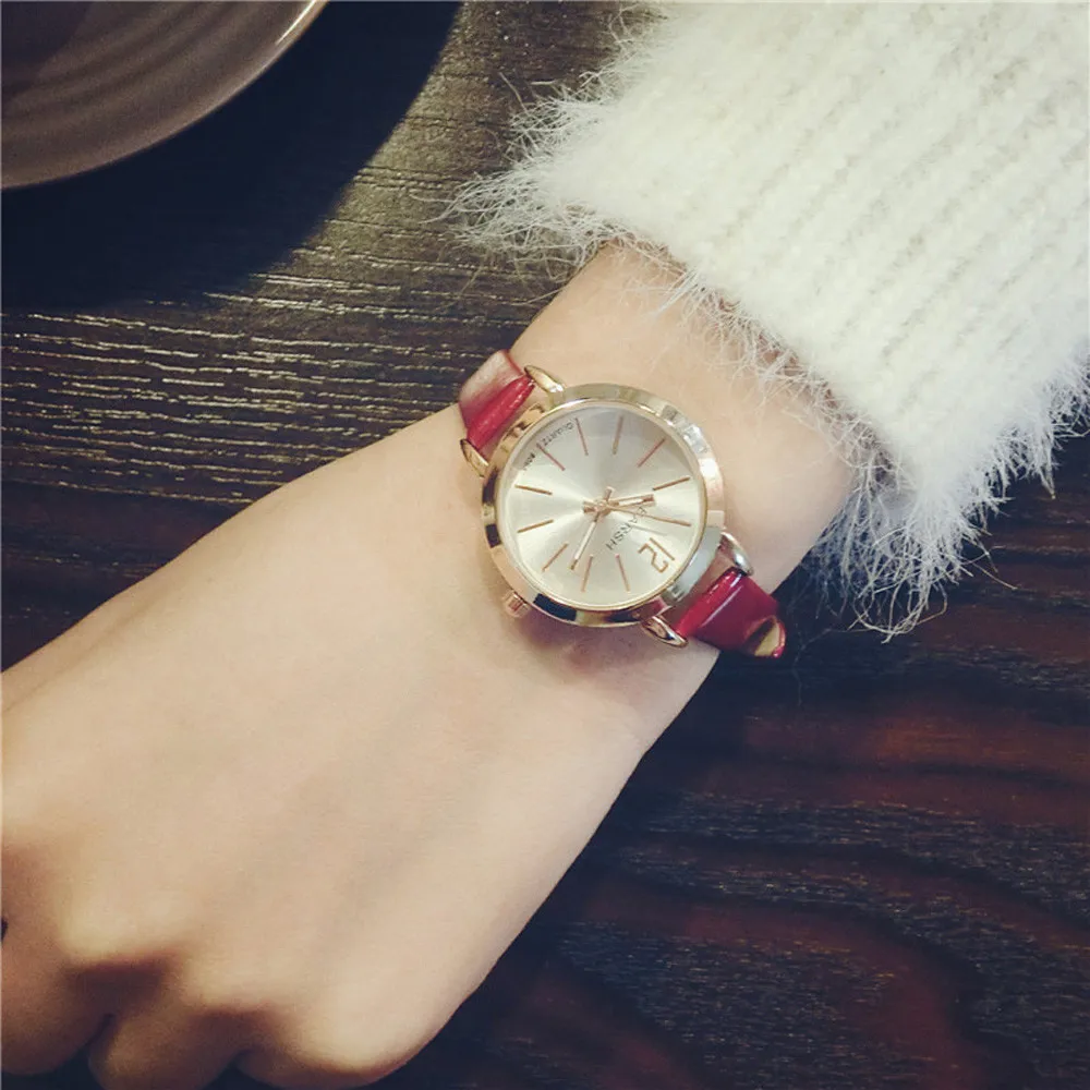 Watches,Women Girl Bracelet quartz wrist watches Simple Small Leather
