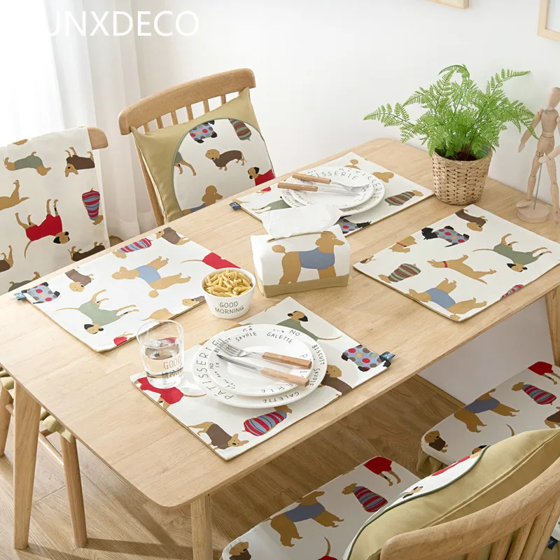 Настольная скатерть DUNXDECO коврик для стола вечеринки современные милые собаки