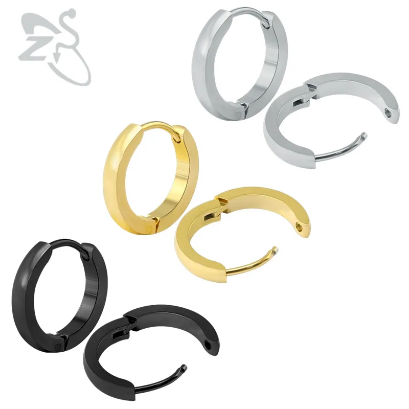 

Top Quality Trendy Style 3 Colors Circle Hoop Earrings Stainess Steel Round Hoop Earrings For Women Man Gifts Jewelry 7mm-16mm