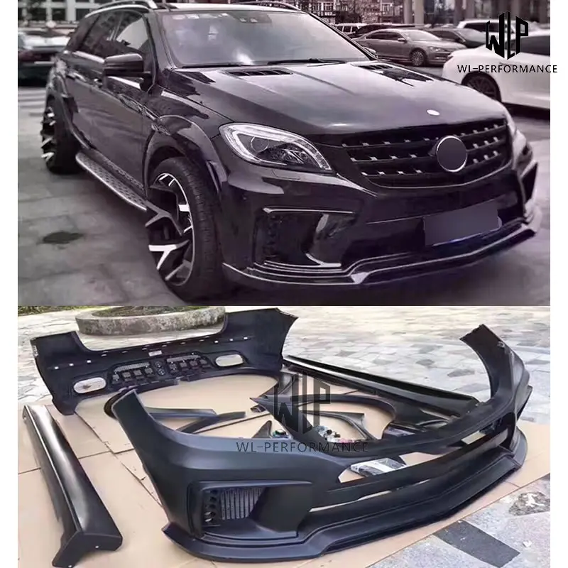 W164 ML350 FRP Неокрашенный автомобильный комплект кузова передний задний бампер боковые юбки для Mercedes-Benz W164 ML400 2012