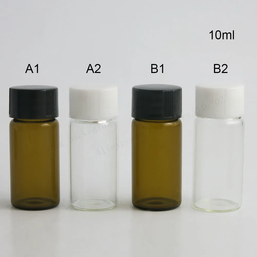 50x10 мл Clear Малый Стекло бутылок (флаконы) с винтом Кепки 10cc 1/3 унц. Amber образцы Стекло контейнеры