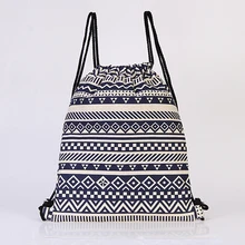 Women Canvas Backpack Drawstring Vintage back Pack national College Students School Bagpack Girls Mochila Feminina