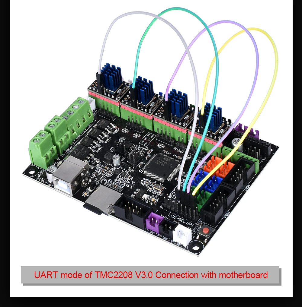 BIQU BIGTREETECH TMC2208 V3.0 UART MKS шаговый двигатель бесшумный драйвер StepStick Vs TMC2100 для управления 3d-принтером SKR PRO/V1.3