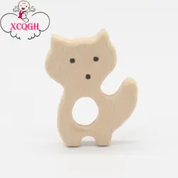 XCQGH милые лисы Прорезыватели для зубов ребенка режутся игрушки природа деревянные детские, прорезыватель кулон DIY кормящих аксессуары