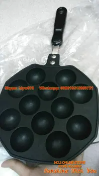 

gas furnace 12 Holes Takoyaki Pan Octopus Balls Maker Grill Mold Burning Plate with Handle barbecue plate meatball making