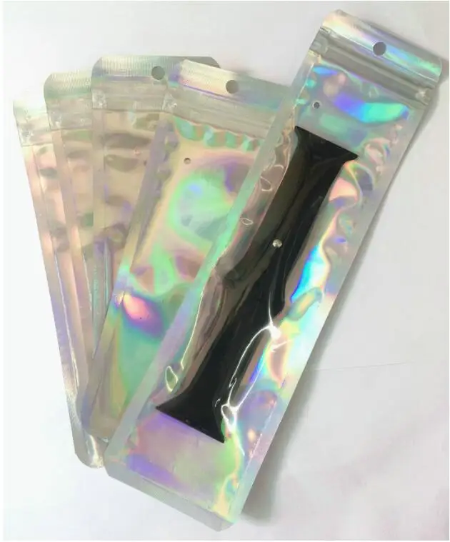 6*23 см Новейший алюминиевый лазерный мешочек для упаковки часов лазерные аксессуары сумки односторонние прозрачные цветные кости сумка на молнии сумки для часов
