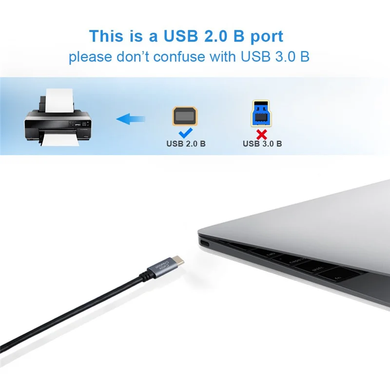 Длинный кабель для принтера и сканера с портом Type C на USB 2 0 типа B совместим HP Canon