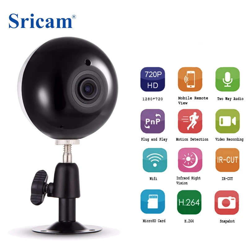 

Sricam SP021 720P Home Security IR Panoramic Camera Dome Fisheye IP Camera HD 90 Degree Mini WiFi Wireless Surveillance Cameras