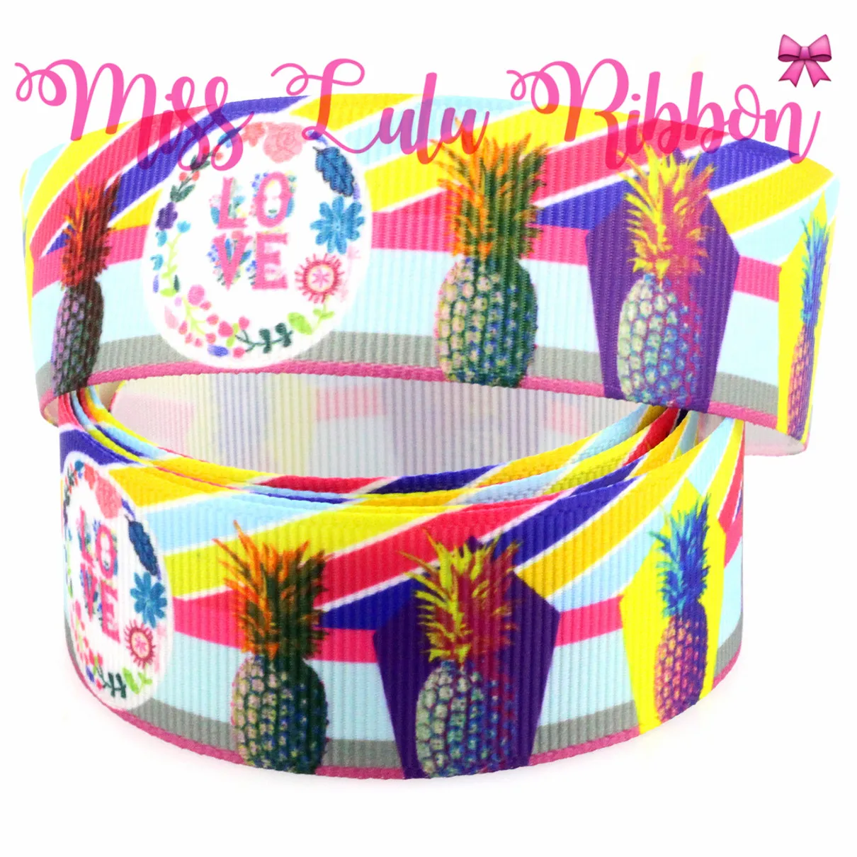 16 мм-75 мм различные ананасовые узоры напечатанные Grosgrain ленты/Foe DIY рождественская декоративная ткань 50 ярдов/рулон