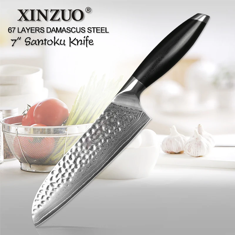 

XINZUO 7'' inch Santoku Knife Damascus Steel Stainless Steel Kitchen Knives Newarrive Japanese Chef Knife Sushi Knife G10 Handle