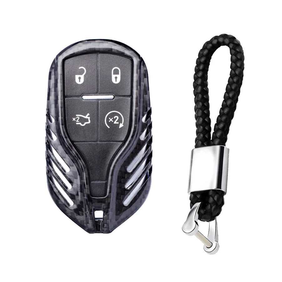 Карбоновый чехол для ключей для автомобиля Maserati Quattroporte Ghibli GranTurismo Levante GranCabrio Spyder Coupe автомобильный чехол для ключей - Название цвета: Case and keychain 4