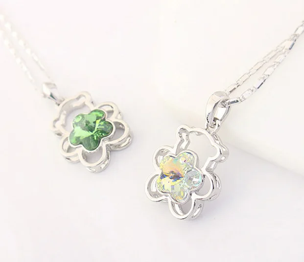 Романтическое ожерелье с медведем подвеска из кристаллов Swarovski цепочка сплава