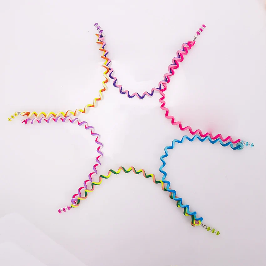 6PCS/lot Rainbow Color Headband Cute Girls Hair Band Crystal Long Elastic Hair Bands Headwear Hair Accessories Random Color