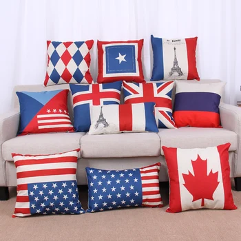 

European and American wind cotton and hemp pillow, exquisite patriotic household goods